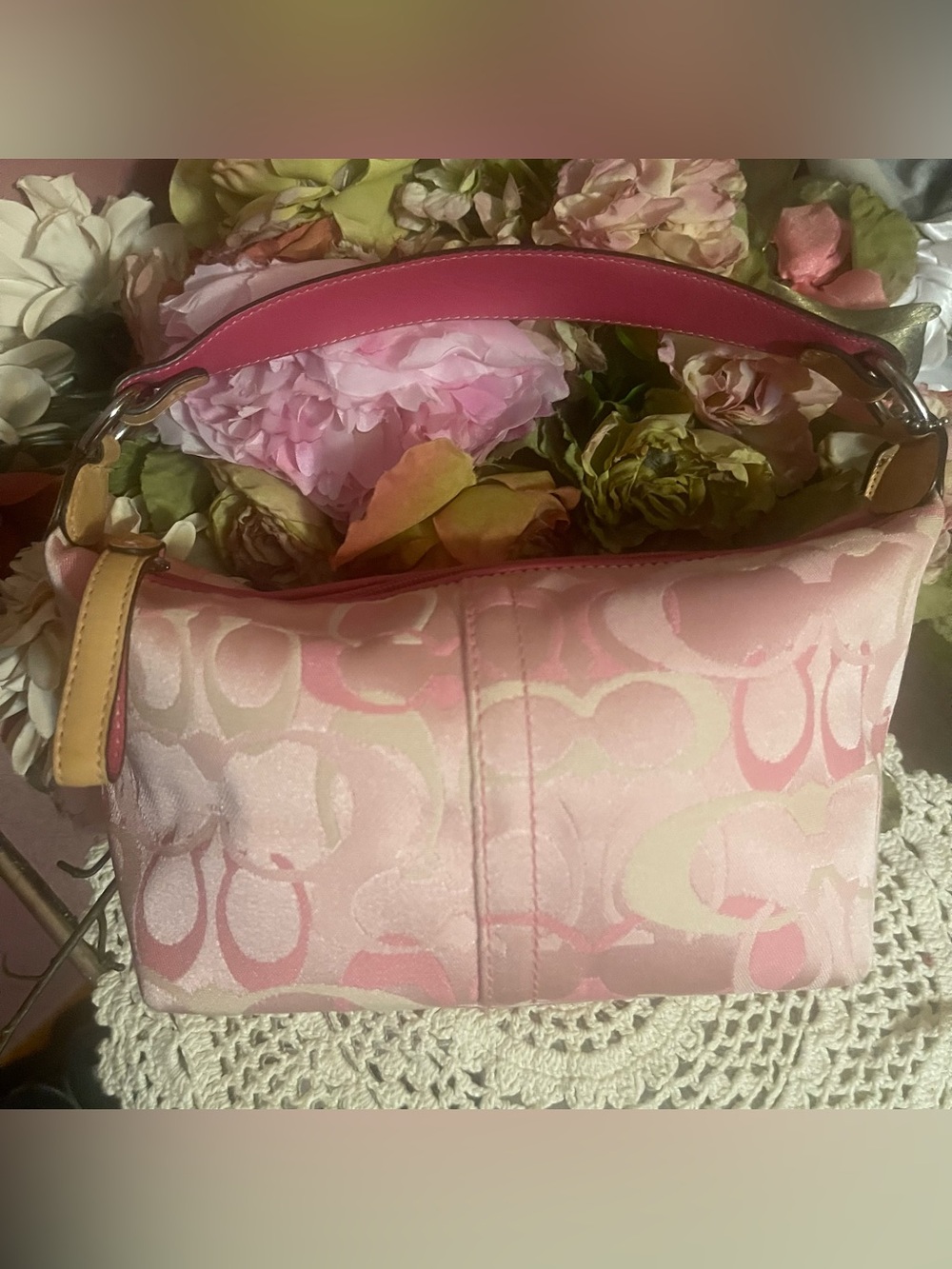 Coach Pink Signature Jacquard Shoulder Bag - Picture 2 of 12